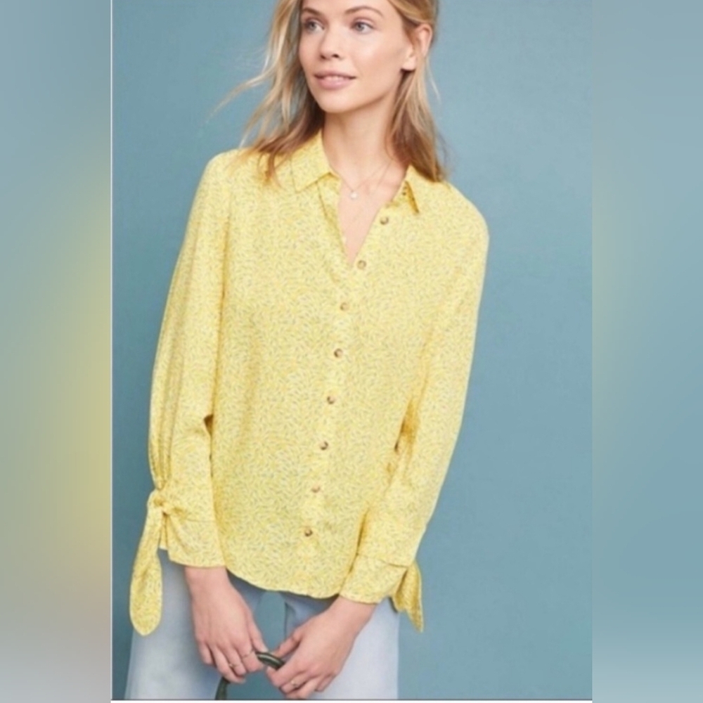 Maeve By Anthropology  Lemon Button-Down Shirt Sz4 Gentle Used
